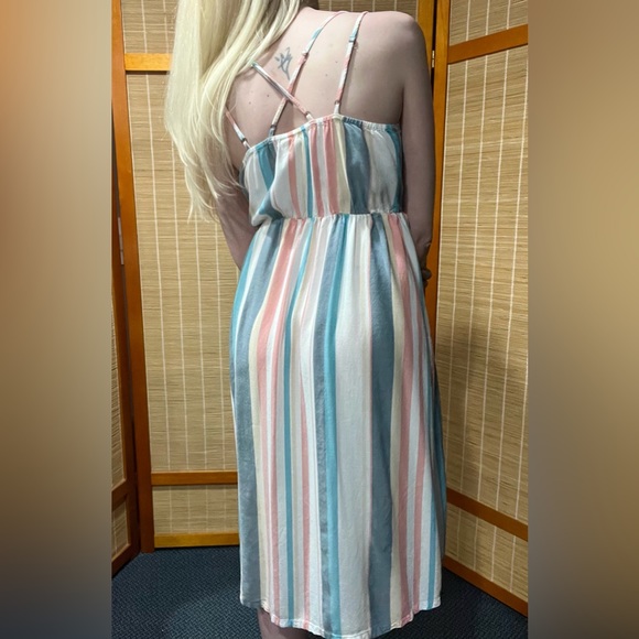 🔒 Roxy white, blue & pink striped button down sundress, size XS - Picture 8 of 8